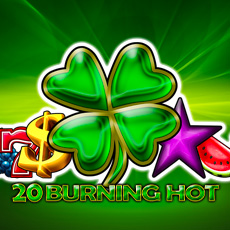 Na obrázku je ikona hry 20 Burning Hot, ovocie a štvorlístok.