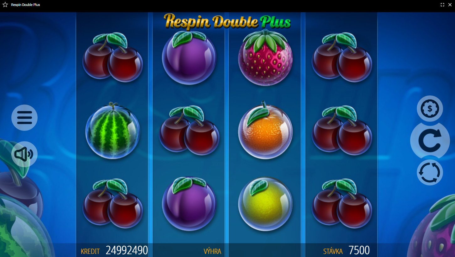 Screenshot z hry Respin Double Plus, na ktorom je herné pole s ovocím.