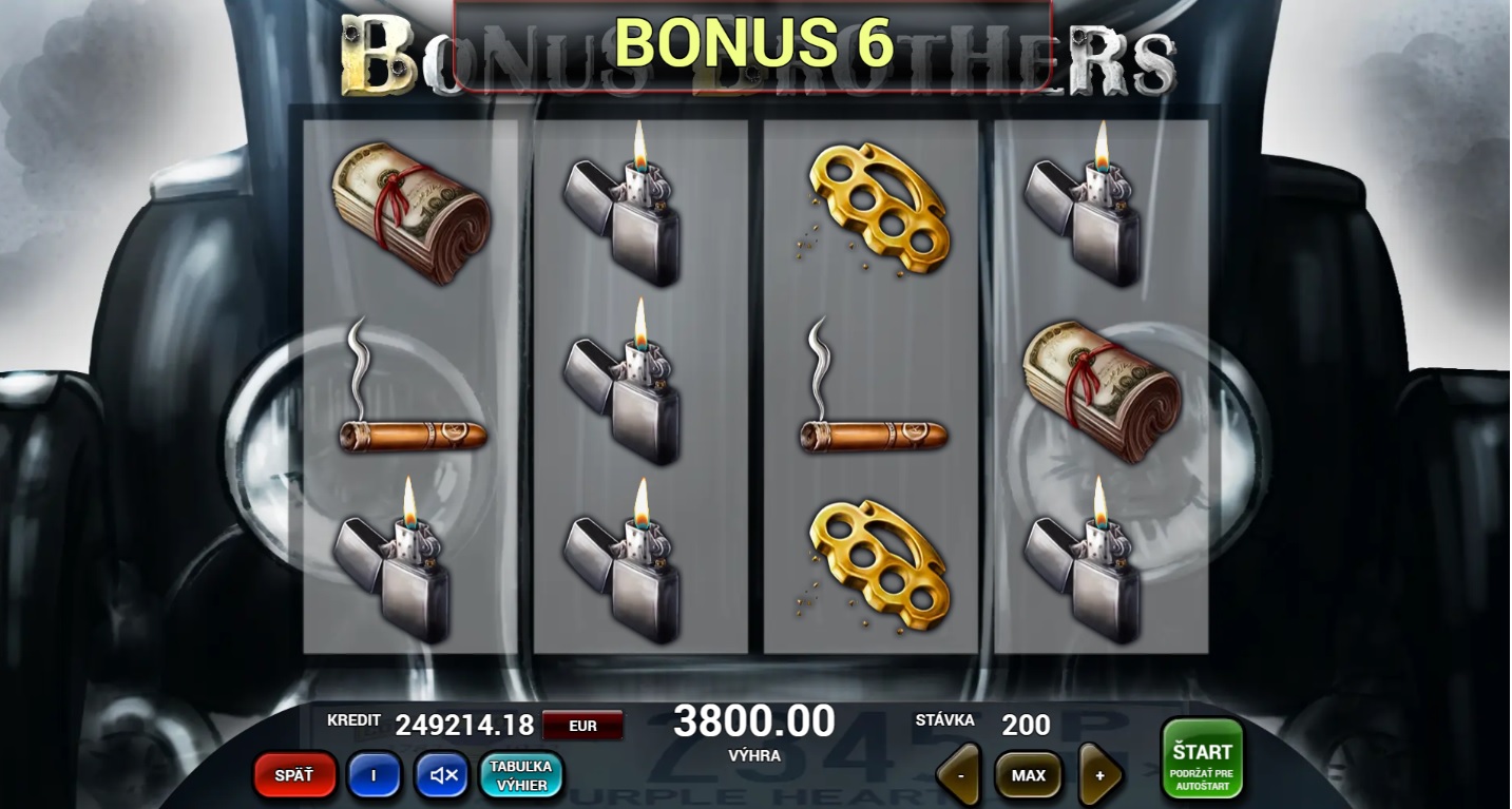 Screenshot z hry Bonus Brothers, kde sa nachádza napríklad zapaľovač, dútnik či boxer.