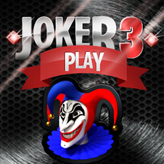 Na obrázku je symbol Joker Play 3 a šibalský šašo.